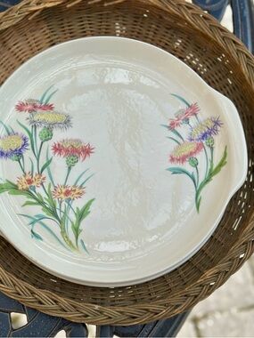 Vintage Universal Ballerina Floral Serving Platter Handles Oven Proof USA
